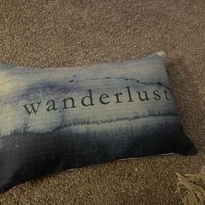 Wanderlust Blue and Gray Throw Pillow